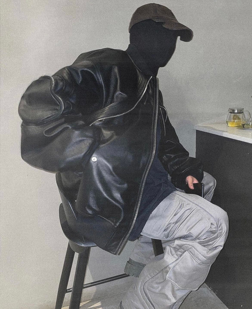 GRYFT Sleek Leather Flight Cotton Jacket