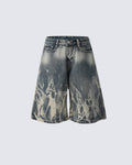 American New Flame Wash Seven-Length Shorts