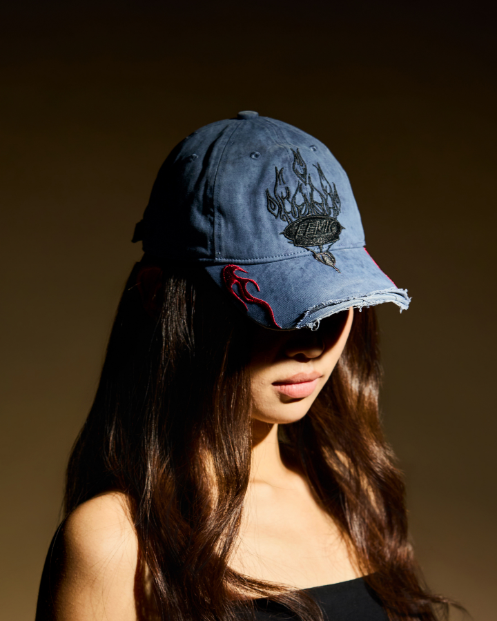 Vintage Washed Flame Embroidery Cap