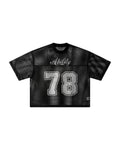 Black Mesh Number Print V-Neck T-Shirt