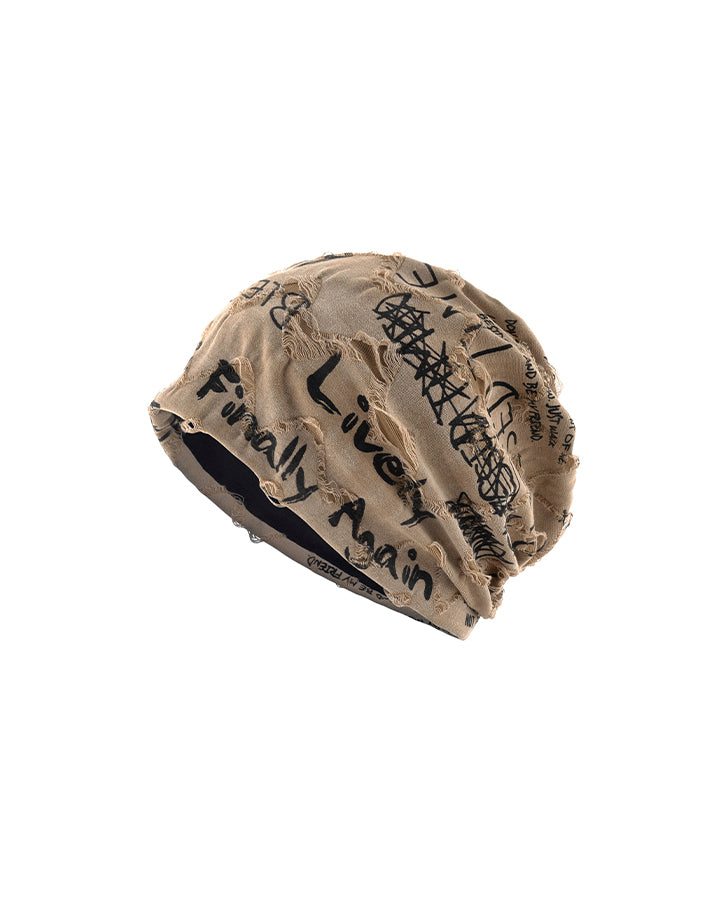 Graffiti Print Slouch Beanie