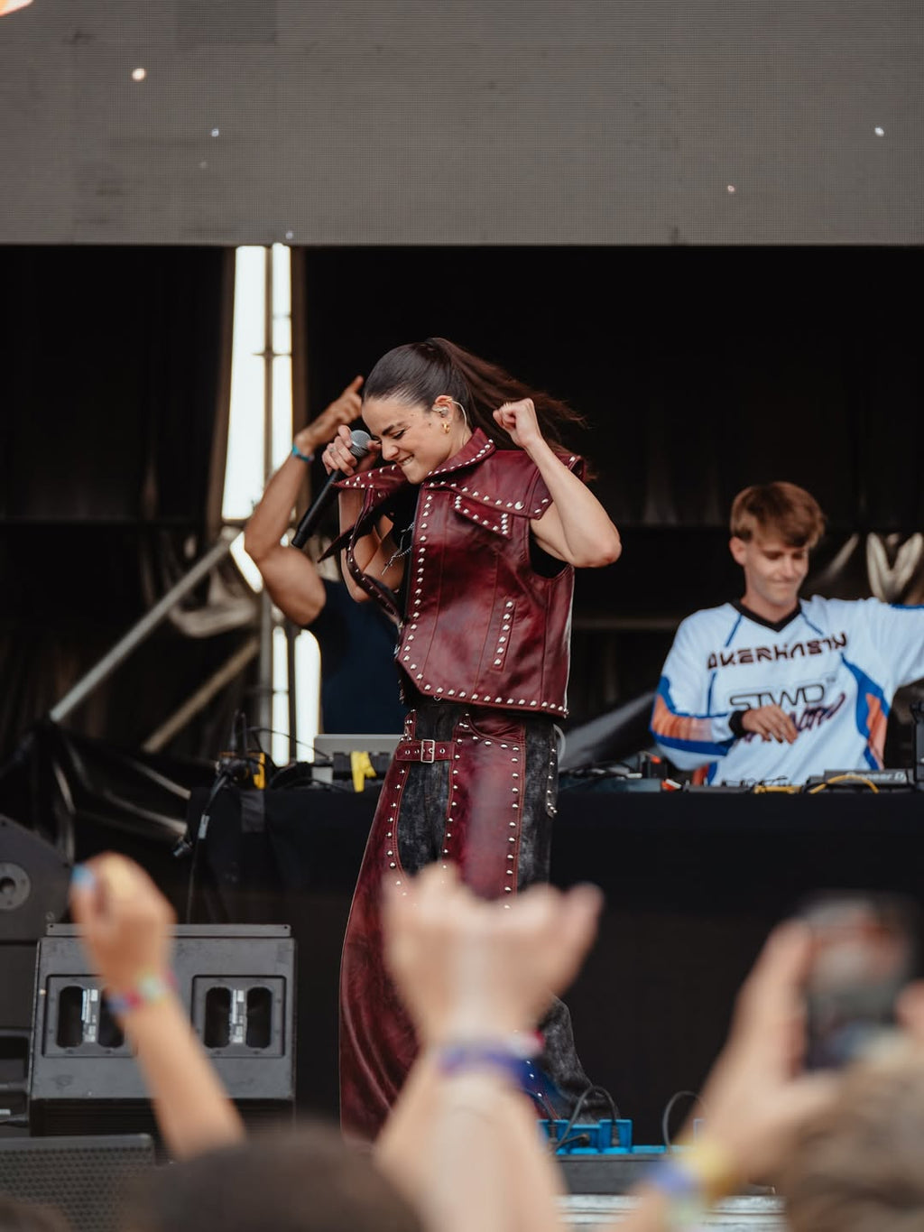 Burgundy Studded Leather Vest