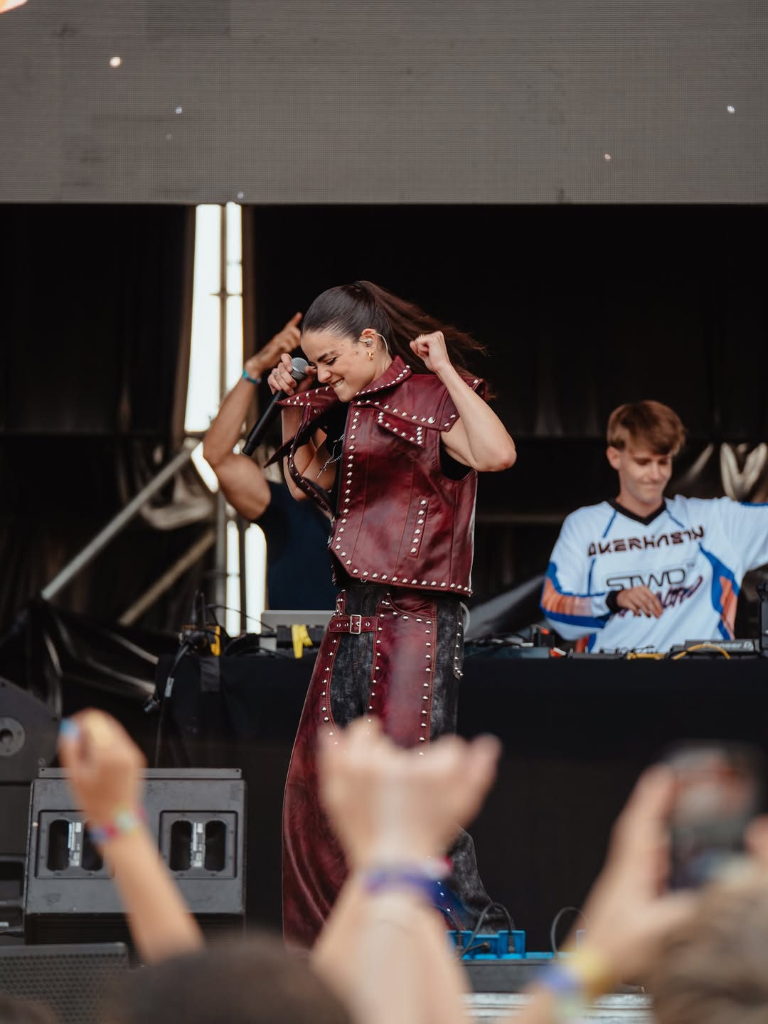 Burgundy Studded Leather Vest