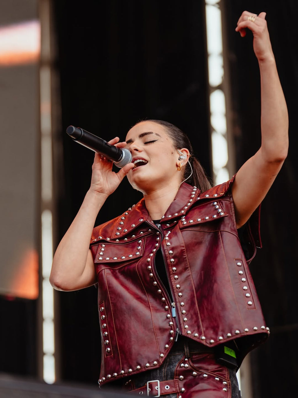 Burgundy Studded Leather Vest