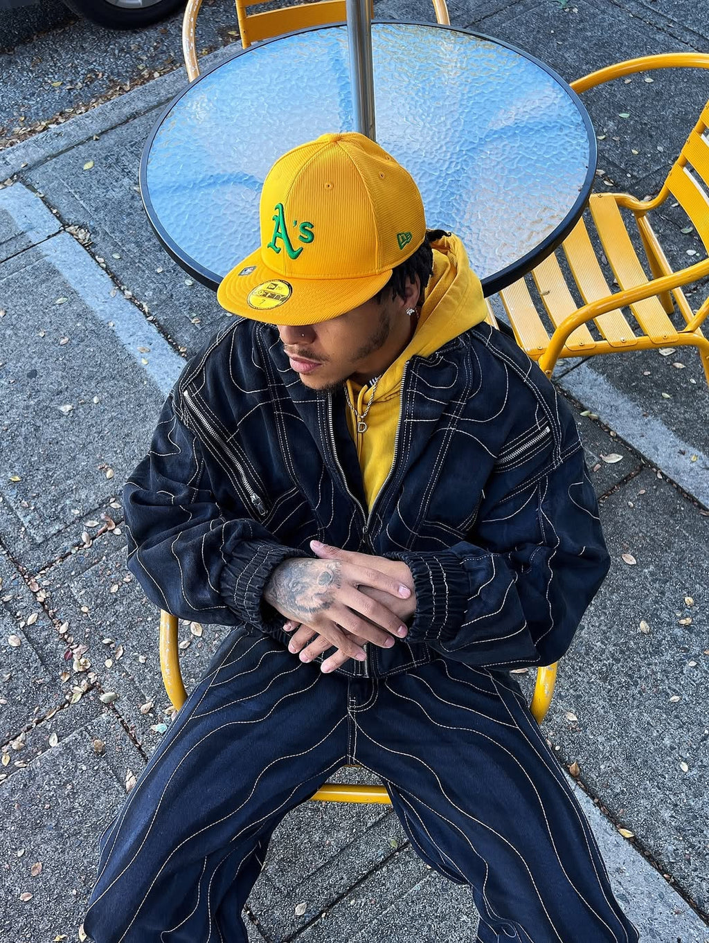 Futuristic Black Denim Bomber Jacket