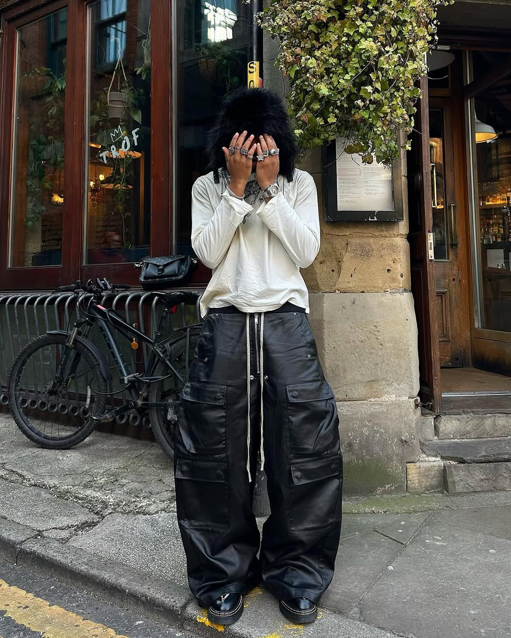 Matte Coated Big Pocket Cargo Pants