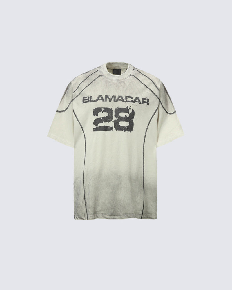 American Vintage Washed Contrast Stitch Graphic T-Shirt