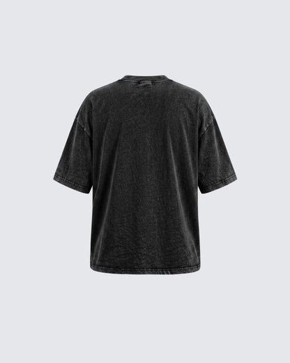 Vintage Washed Gothic Eye Graphic Oversized T-Shirt