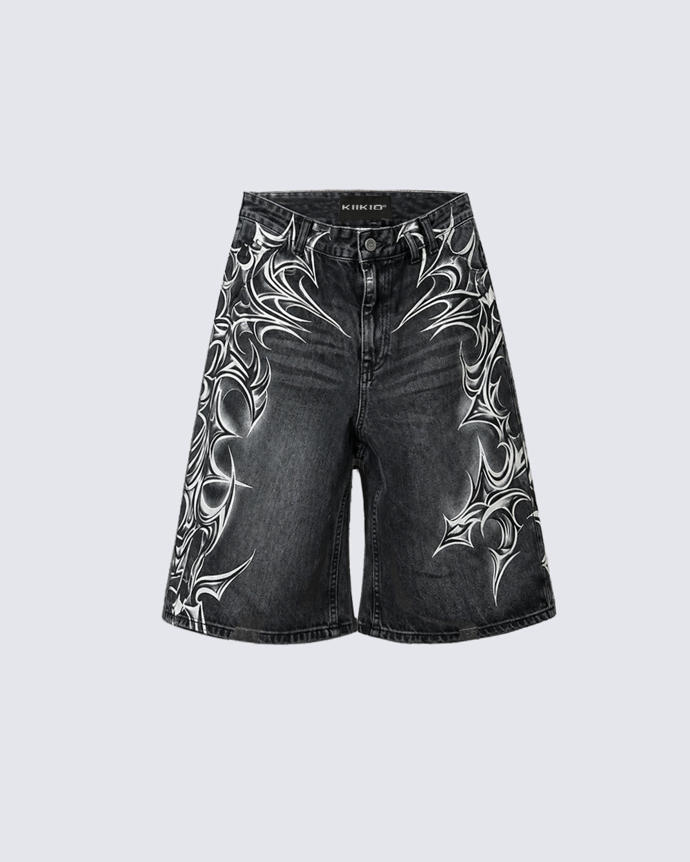 American Vintage Washed Tribal Print Denim Shorts
