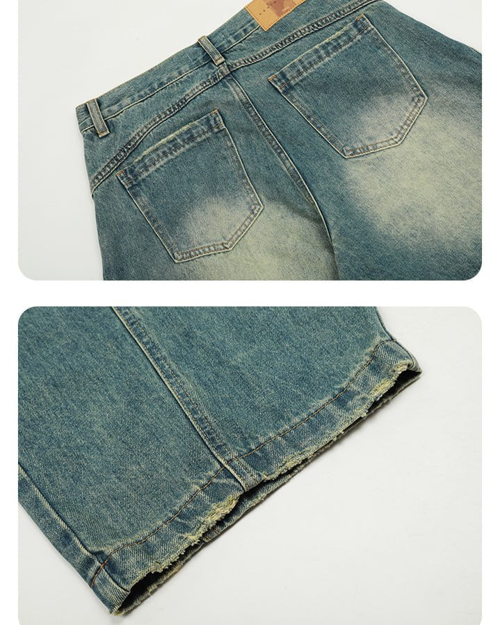 Washed Scimitar Design Jeans