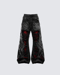 GRYFT RED RUST Series | Distressed Wide Leg Jeans