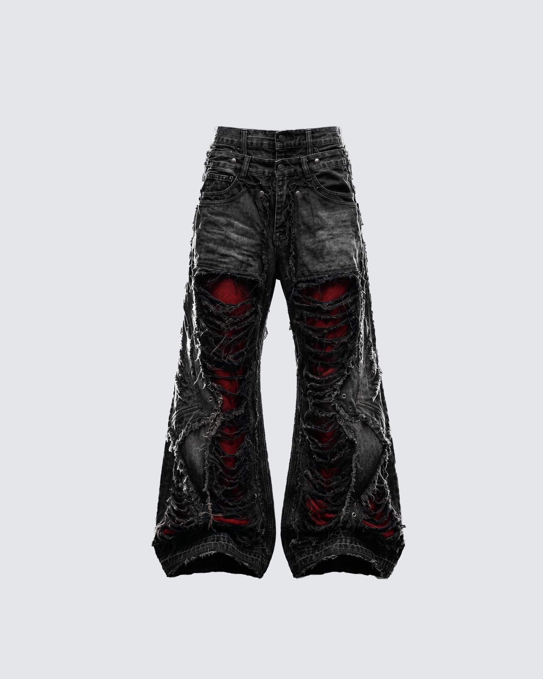 GRYFT RED RUST Series | Distressed Wide Leg Jeans