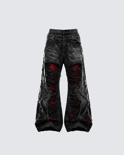 GRYFT RED RUST Series | Distressed Wide Leg Jeans