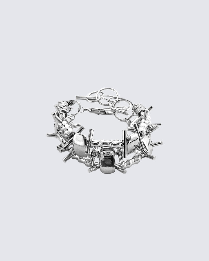 Futuristic Heavy Craft Unisex Punk Titanium Steel Bracelet