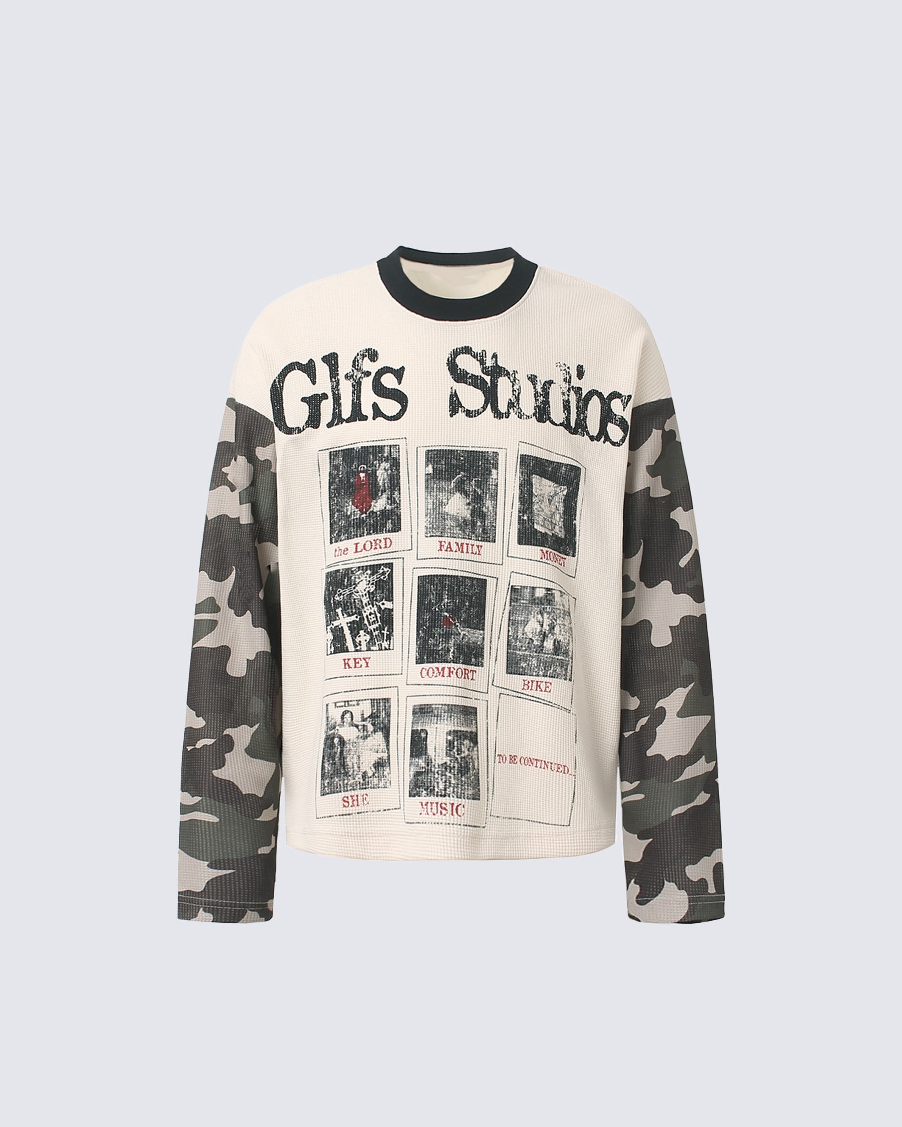 GRYFT Street Contrast Graphic Waffle Long Sleeve T-Shirt