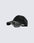 Washed Black Distressed Baseball Cap