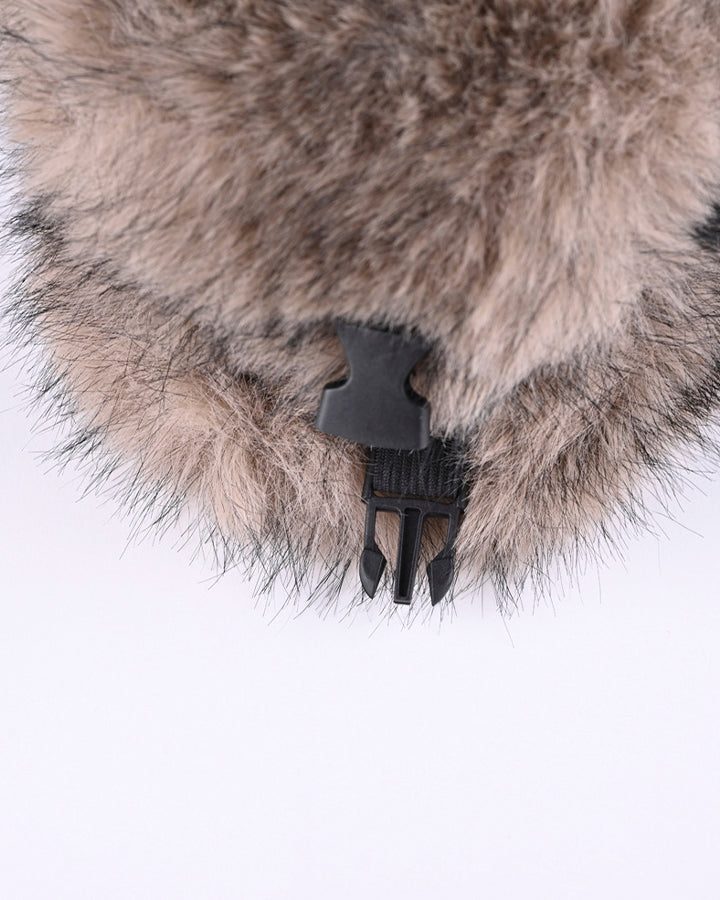 Horn Faux Mink Fur Trapper Hat