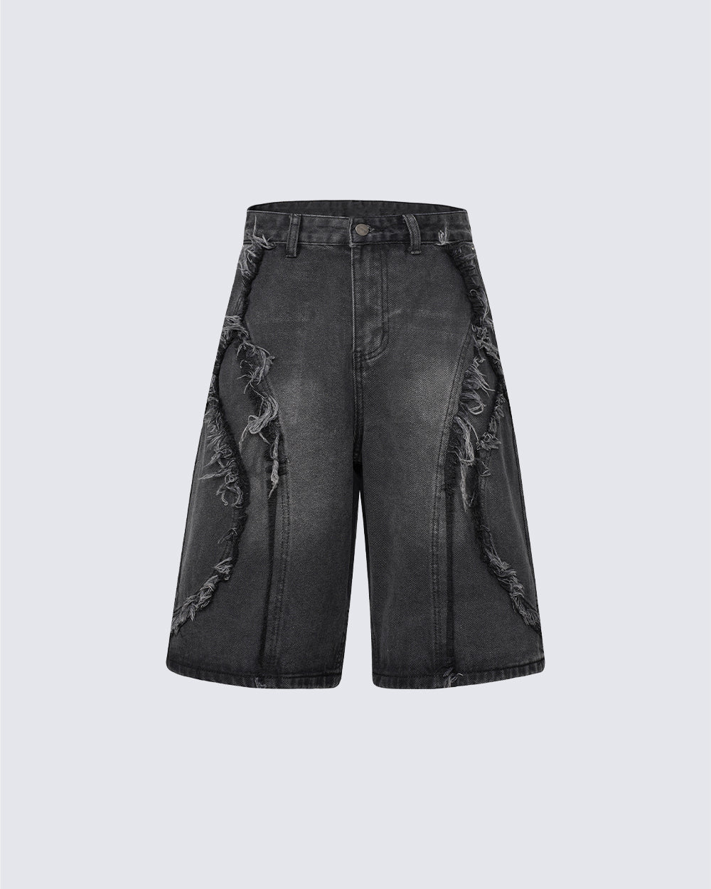 GRYFT Vintage Raw-Edge Straight Denim Shorts