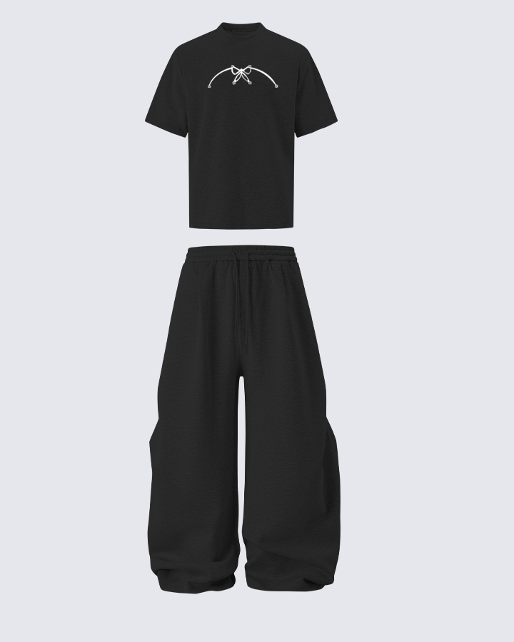 Studded Abstract Line Art Graphic Tee