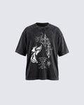Grunge Angel & Script Graphic T-Shirt