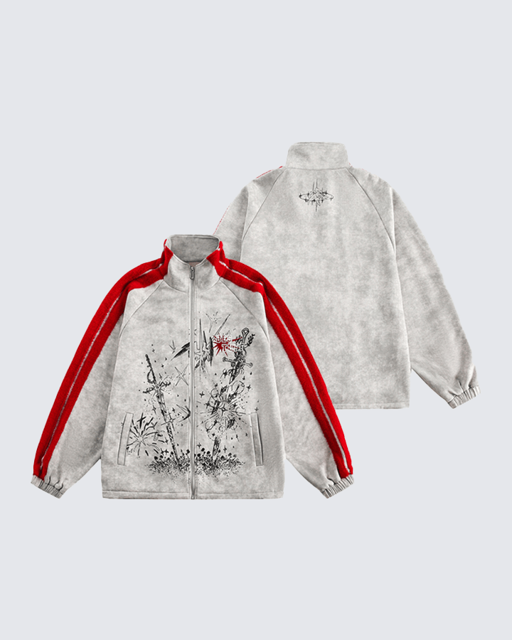 Graphic Print Contrast Stripe Zip Sportswear