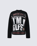 GRYFT Street Newspaper Graphic Studded Long-Sleeve T-Shirt