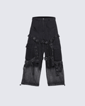 Punk Strap Eyelet Wide-Leg Cargo Pants