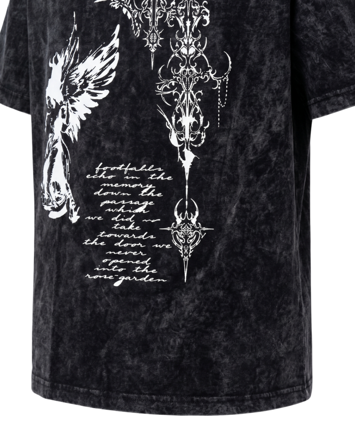 Grunge Angel & Script Graphic T-Shirt