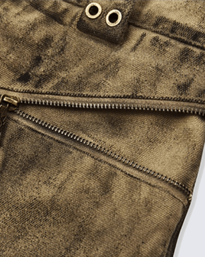 Tactical Textured Wide-Leg Cargo Pants