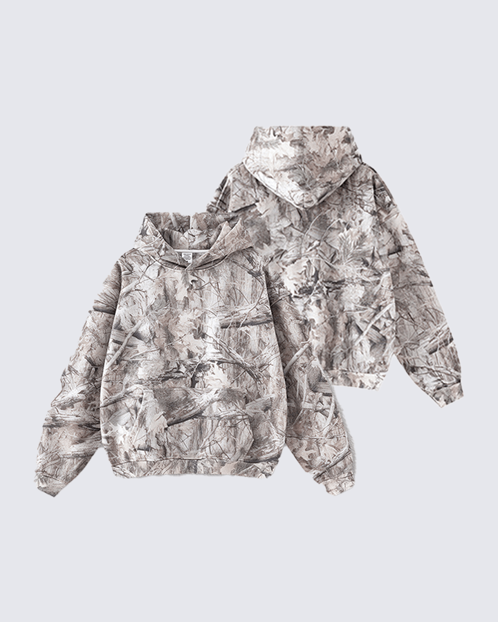 Heavyweight Fleece Camo Hoodie Cotton Blend