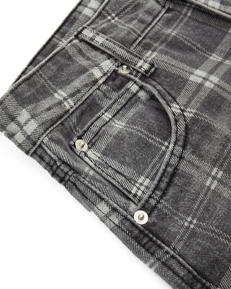 Retro Plaid Wide-Leg Casual Pants