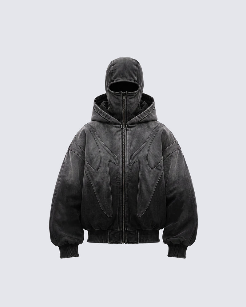 GRYFT Dark Gradient Washed Balaclava Hooded Sweatshirt