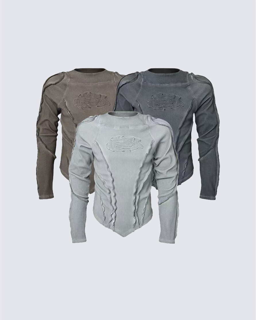 American Vintage Washed Distressed Moto Mecha Sweatshirt