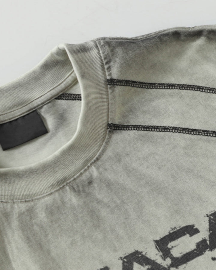 American Vintage Washed Contrast Stitch Graphic T-Shirt