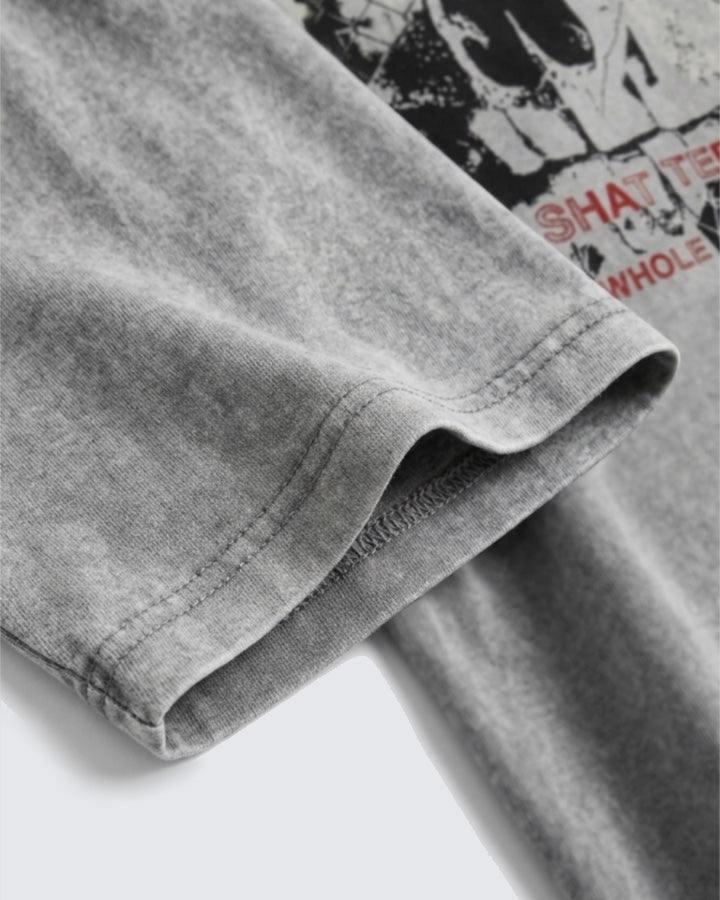 Vintage Washed Skull Graphic Oversized T-Shirt