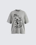 Vintage Washed Chain Cross Graphic Oversized T-Shirt