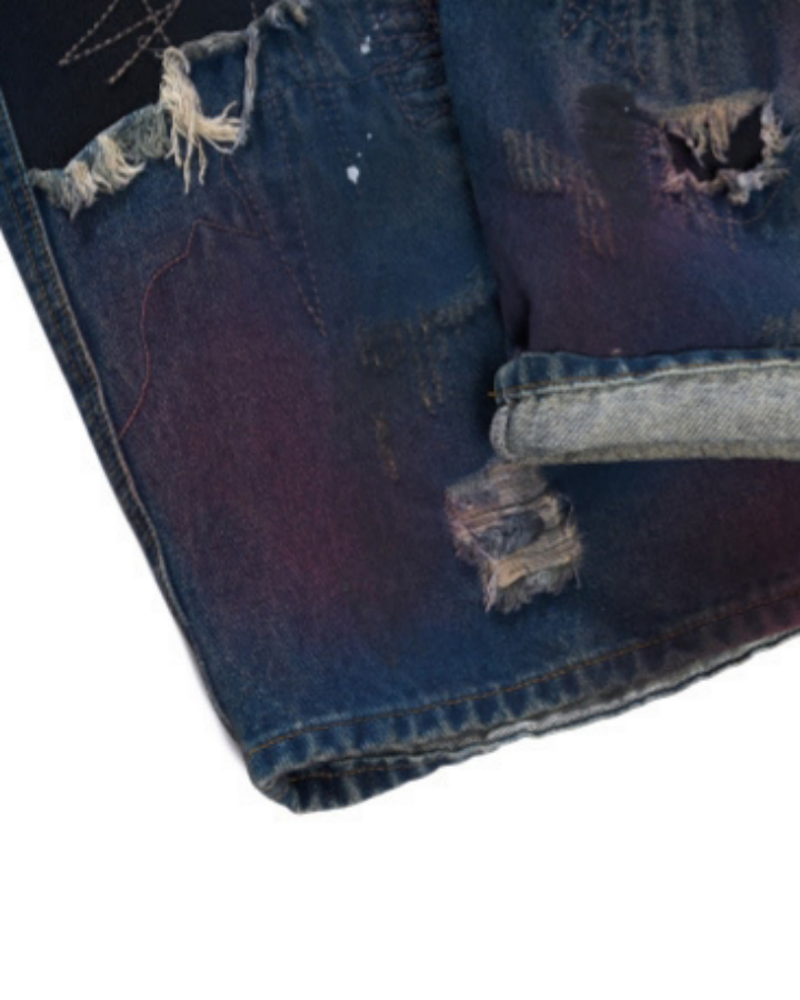 Vintage Distressed Paint Splatter Jeans