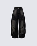Spiral-Stitched Wide-Leg Jeans