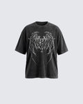 GRYFT American Vintage Washed Gothic Print T-Shirt
