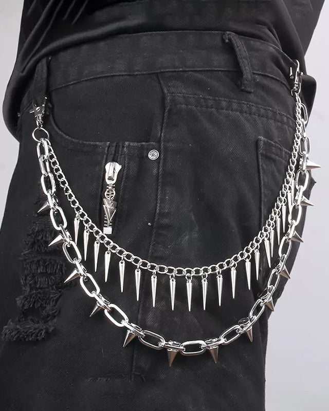 Gothic Dark Punk Studded Double-Layer Pant Chain