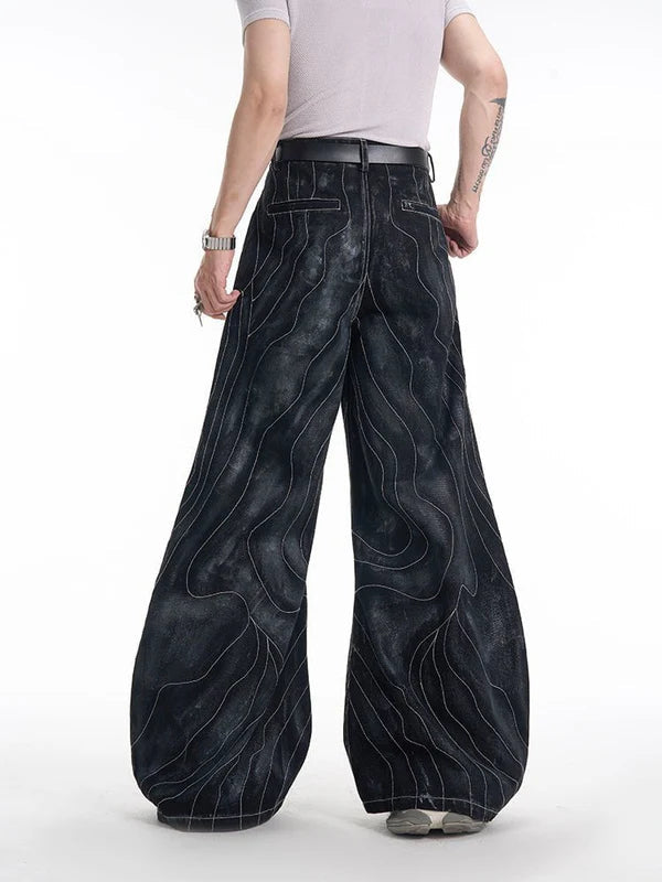 Retro Denim Jacket and Wide-Leg Jeans Set