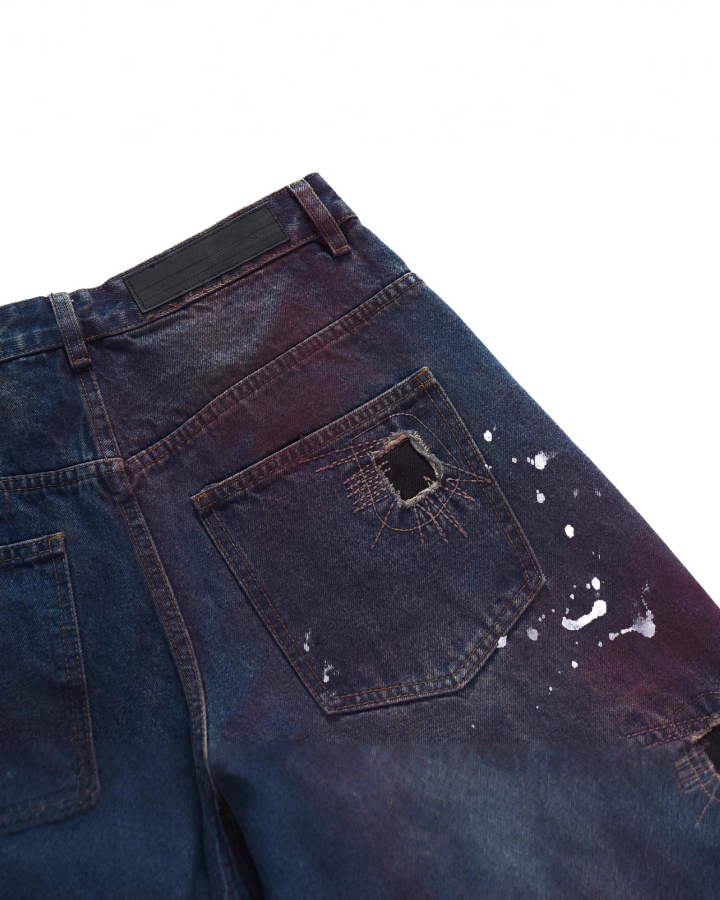 Vintage Distressed Paint Splatter Jeans