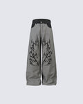 American Street Style Graphic Print Straight Leg Jeans