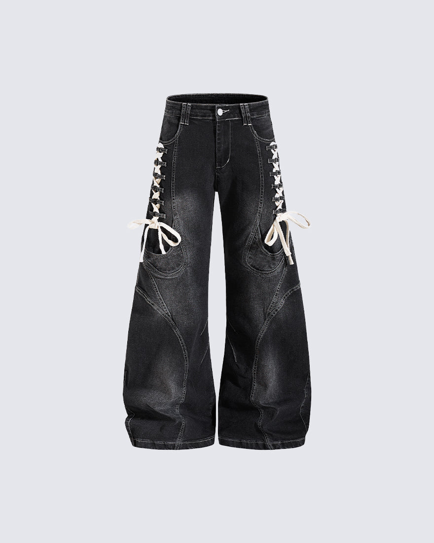 GRYFT Y2K Washed Lace-Up Jeans