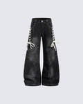 GRYFT Y2K Washed Lace-Up Jeans
