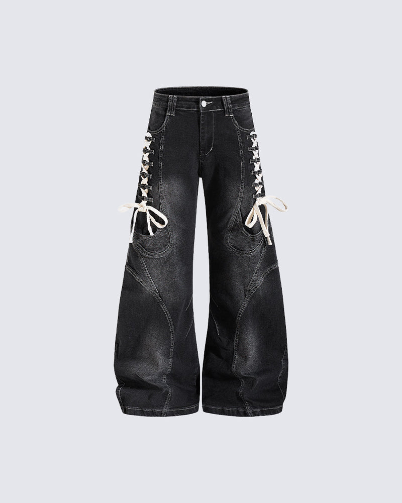GRYFT Y2K Washed Lace-Up Jeans