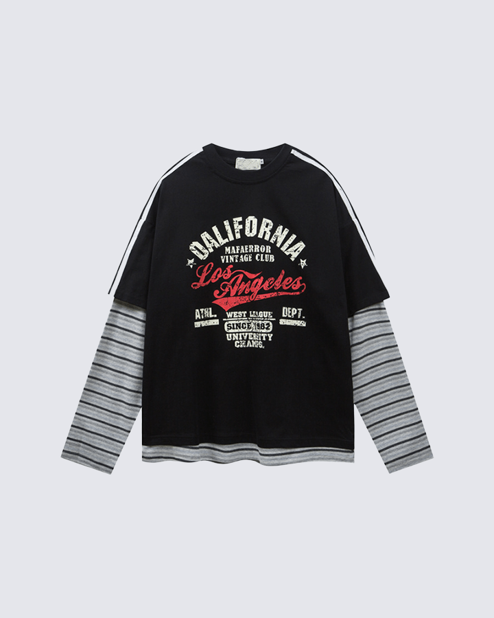 Layered Sleeve Graphic Tee – Vintage Style