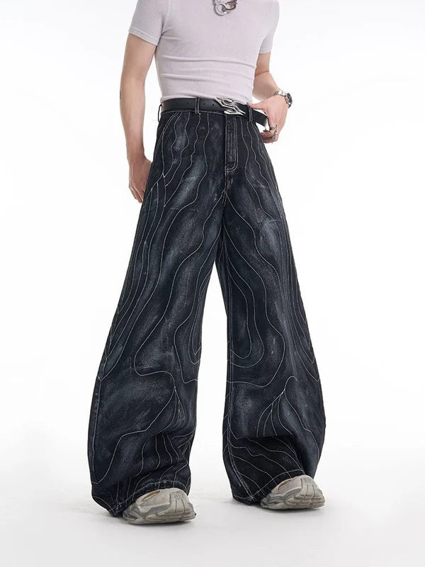 Retro Denim Jacket and Wide-Leg Jeans Set