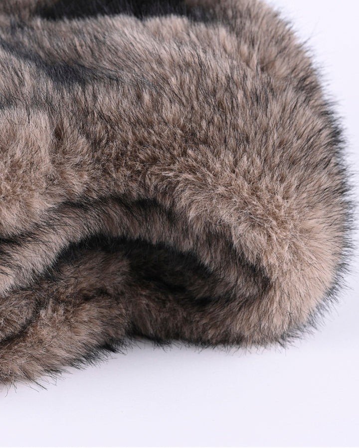 Horn Faux Mink Fur Trapper Hat