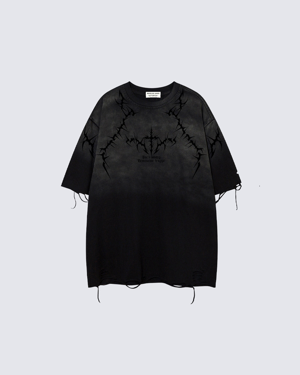 American-Style Distressed Washed Thorn Print Short-Sleeved T-Shirt